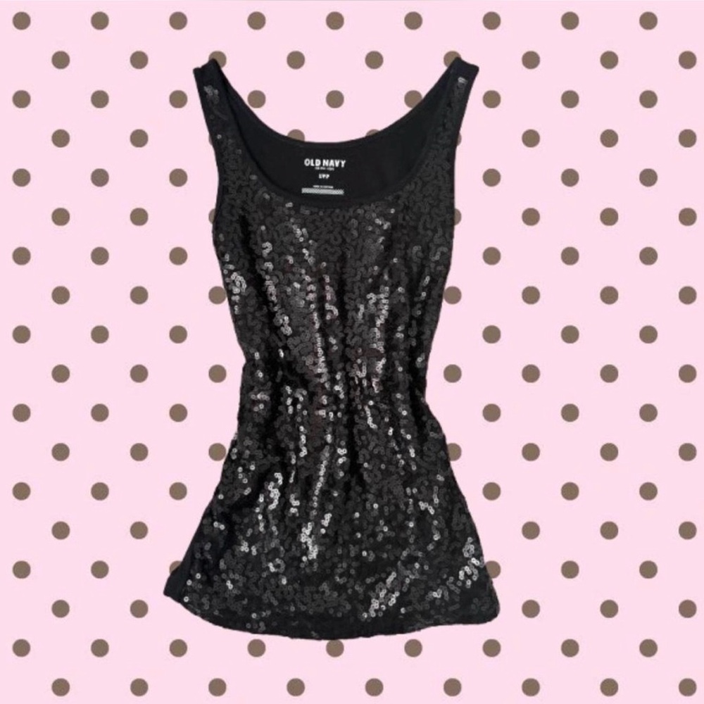 Old Navy Black Sequin Sleeveless Top